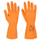 KARTON 144x Paar Gummihandschuhe orange Latex Putzhandschuhe Chemiehandschuhe Typ A AKLMNPST orange flockgefüttert
