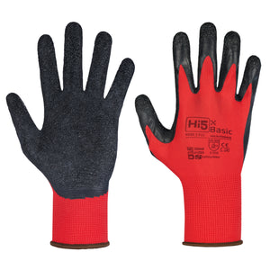 Hi5 X Basic Handschuhe 3131X rot-schwarz Latexbeschichtung