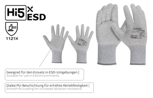 KARTON 120 Paar ESD Montagehandschuhe Arbeitshandschuhe ESD Handschuhe Hi5 X unbeschichtet