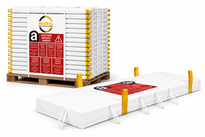Big bag per lastre di amianto ondulate 260x125x30cm, stampa di avvertimento, capacità di carico 1500 kg, rivestito con grembiule e coperchio