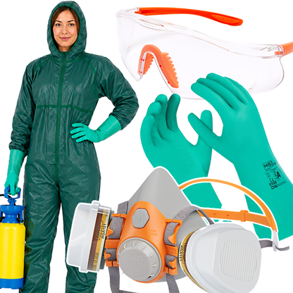 Kit di protezione amianto: Tuta protettiva + Maschera antipolvere FFP3 + Occhiali protettivi + Guanti da lavoro Tuta da imbianchino Maschera con valvola Amianto Lana minerale Lavori di demolizione e risanamento
