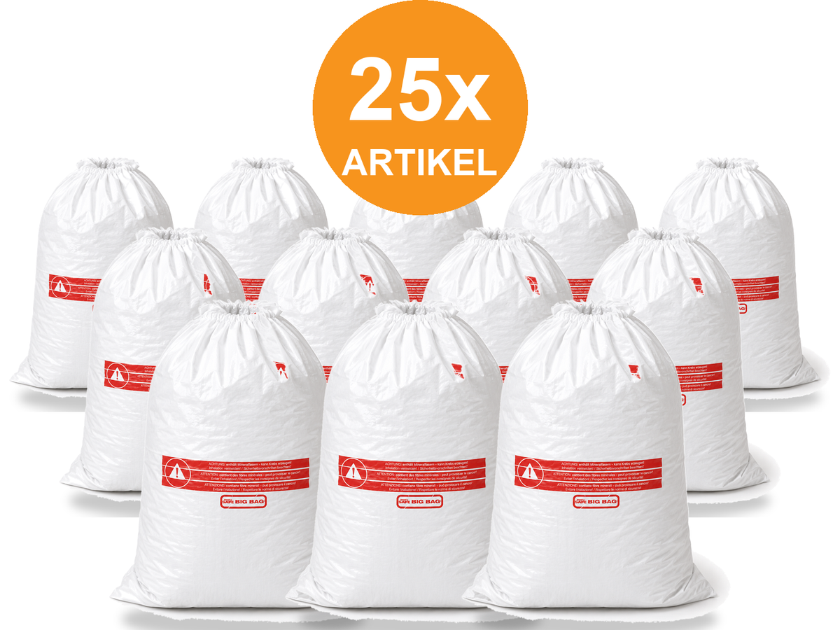 25x Mineralwolle Säcke 140x220cm KMF – volles Bündel