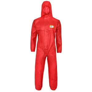 10x Schutzanzug CAT.III Kat.3 Typ 5+6 rot Asbest KMF Dämmwolle Maleranzug Einwegoverall ProSafe LIGHT SMS-Overalls mit Gummiband