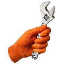 50 Stück Robuste Profi-Einweg-Nitrilhandschuhe ORANGE - Starker Grip durch Diamantstruktur  für Werkstatt, Kfz und Industrie. Chemikalienbeständig, Puderfrei, Latexfrei, Touchscreenkompatibel