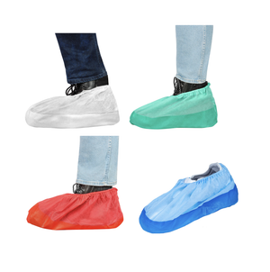 30x copriscarpe in PP monouso con suola in gomma antiscivolo, alta, 40 g/m², antiscivolo, alta, per amianto, cantiere, pavimento, CE CAT.I, bianco, blu, verde, rosso