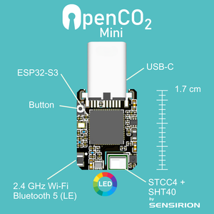 Mini Handy CO₂ Sensor mobiler CO2 Sensor Führer Luftqualitätssensor für USB-C mit RGB Ampel